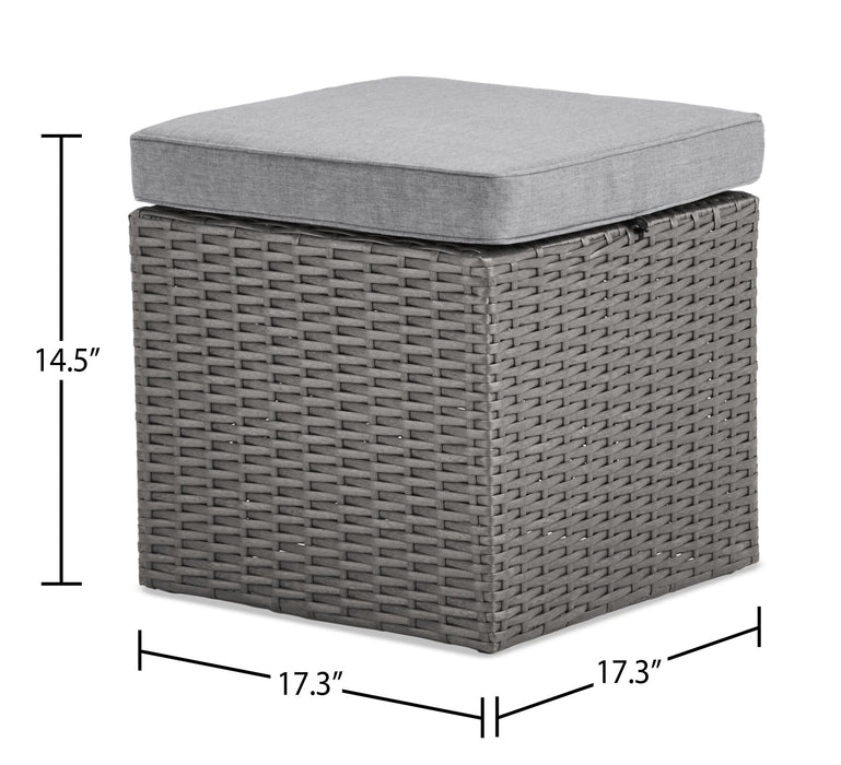 Morris Small Outdoor Patio Ottoman, Set of 2 - Hand-Woven Resin Wicker, Olefin Fabric, UV & Weather Resistant - Grey