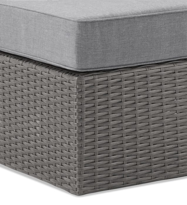 Morris Armless Outdoor Patio Storage Chair - Hand-Woven Resin Wicker, Olefin Fabric, UV & Weather Resistant - Grey