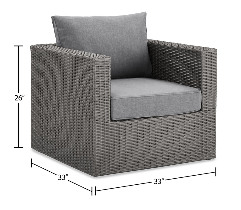 Morris Outdoor Patio Storage Chair - Hand-Woven Resin Wicker, Olefin Fabric, UV & Weather Resistant - Grey