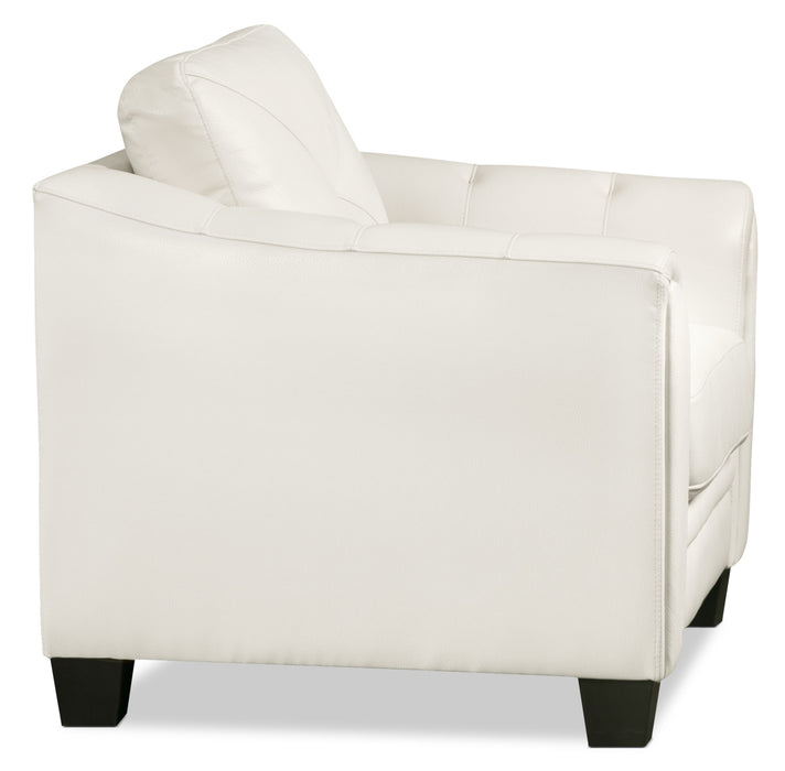 Andi 40\" Leather-Look Fabric Sofa with Button Tufting - Beige