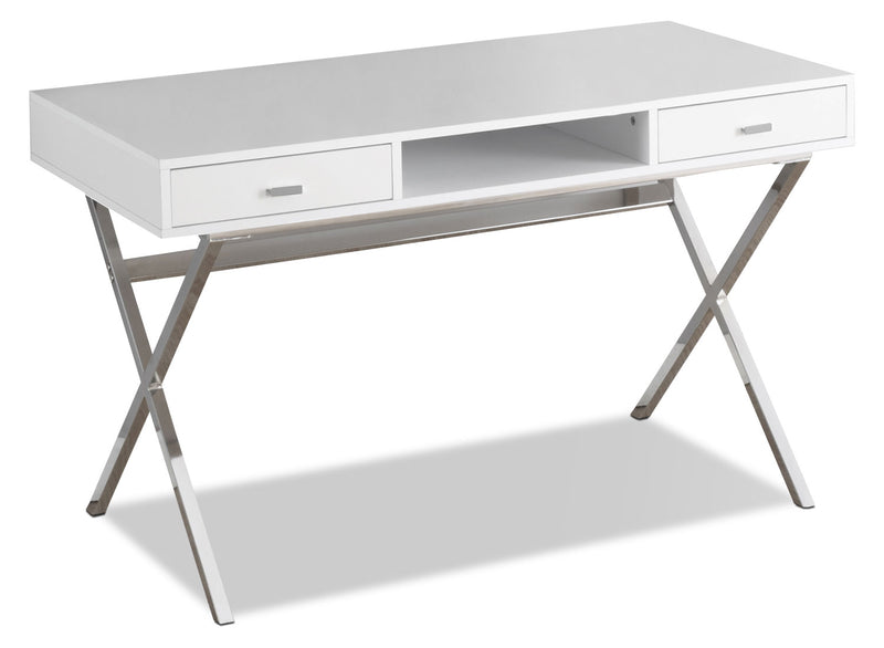 Catonia 47\" Computer Office Desk with 2-Drawers - Glossy White