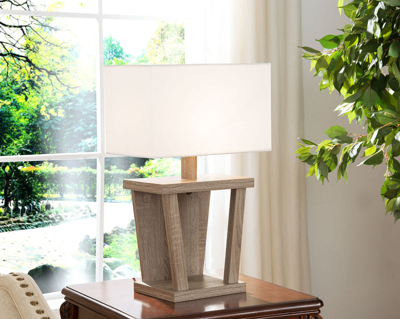 Dark Taupe Table Lamp with White Shade