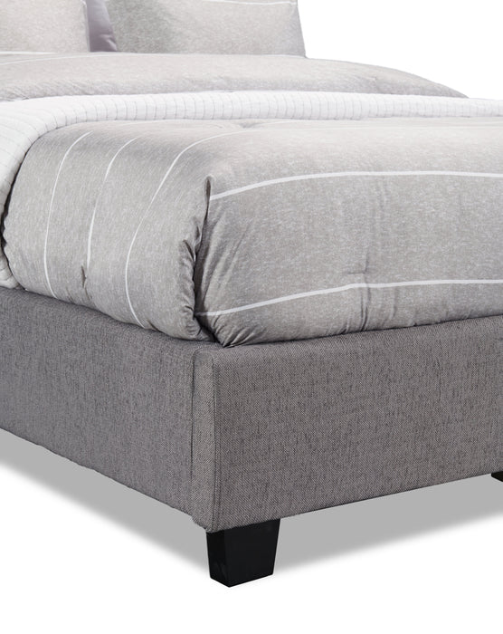 Naya Upholstered Bed in Grey Fabric, Tufted - King Size