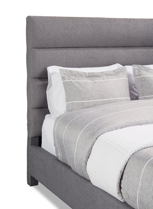 Naya Upholstered Bed in Grey Fabric, Tufted - Queen Size