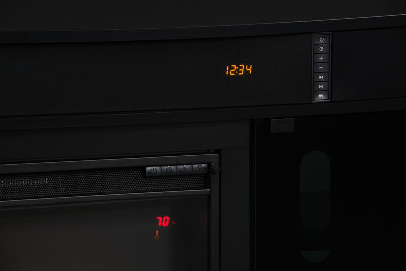 Odesos 72\" Modern Electric Fireplace TV Stand with Storage and Cable Management for TVs up to 80\"- Black