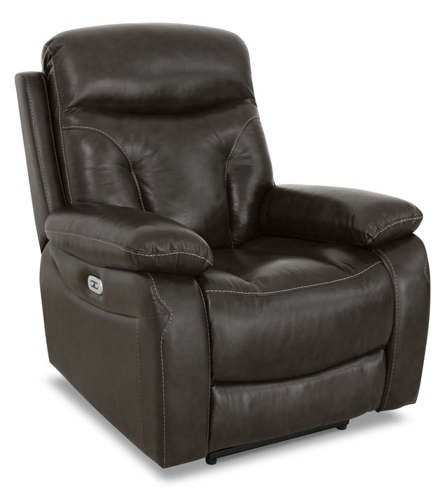 Hayes 38\" Genuine Leather Power Reclining Chair with Adjustable Headrest - Steel Grey