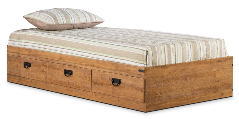 Driftwood Mates Bed with 3-Drawer Storage for Kids, Brown - Full Size