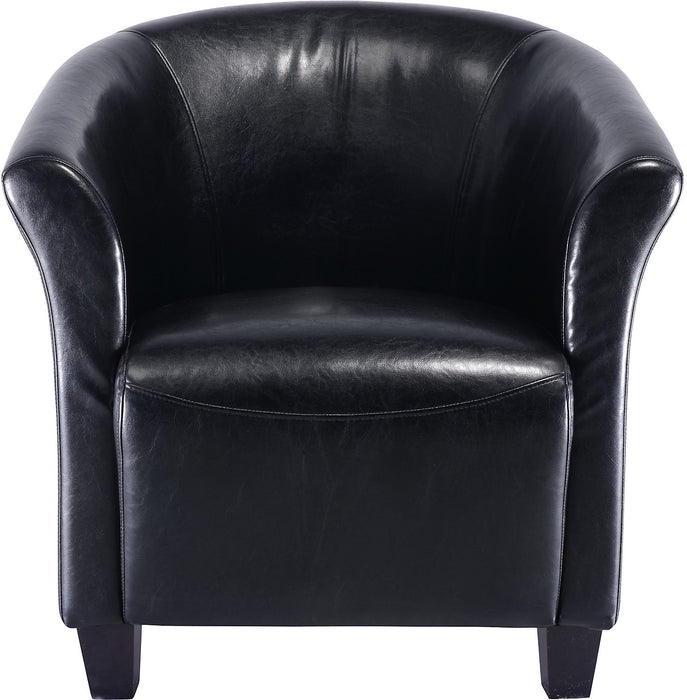 Ethan 31\" Faux Leather Tub-Style Accent Chair with Wood Legs - Black