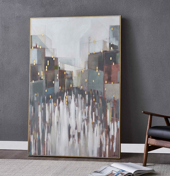 Framed Abstract City Canvas - 40” x 60” 