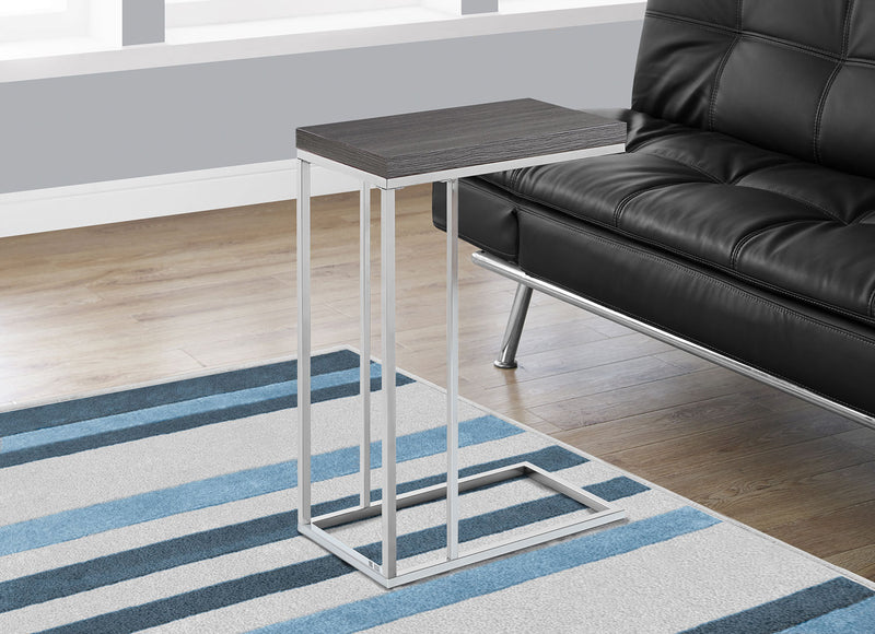 Arroh 18\" C-Shape Accent Table - Grey & Chrome