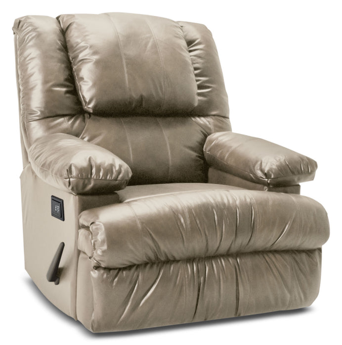 Recliner 5598 Bonded Leather Massage Recliner with Storage Arms - Putty
