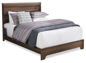 Olivia Panel Bed with Headboard & Frame, Made in Canada, Brown/Grey - Queen Size