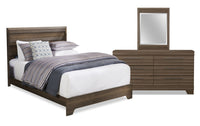 Olivia 5pc Bedroom Set with Bed, Dresser & Mirror, Made in Canada, Grey - Queen Size 