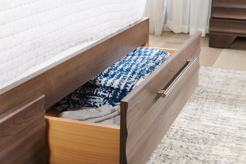 Olivia 5pc Bedroom Set with Storage Bed, Dresser & Mirror, Made in Canada, Grey - Queen Size