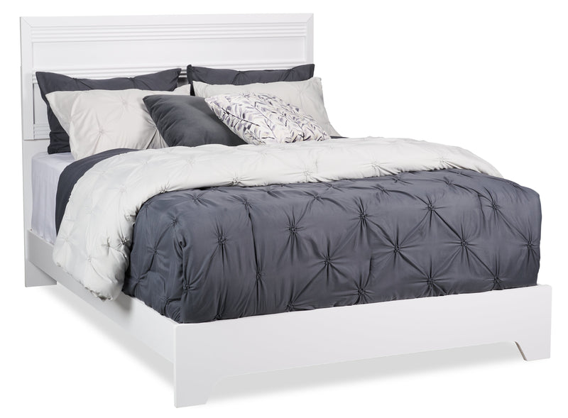Olivia 6pc Bedroom Set with Bed, Dresser, Mirror & Nightstand, Made in Canada, White - Queen Size