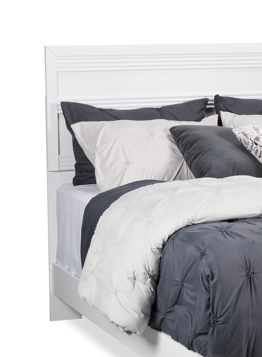 Olivia Panel Bed with Headboard & Frame, Made in Canada, White - Queen Size