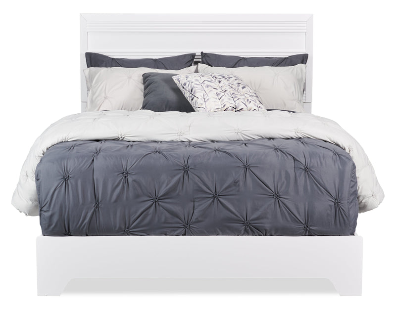 Olivia 6pc Bedroom Set with Bed, Dresser, Mirror & Nightstand, Made in Canada, White - Queen Size