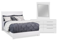 Olivia 5pc Bedroom Set with Bed, Dresser & Mirror, Made in Canada, White - Queen Size 