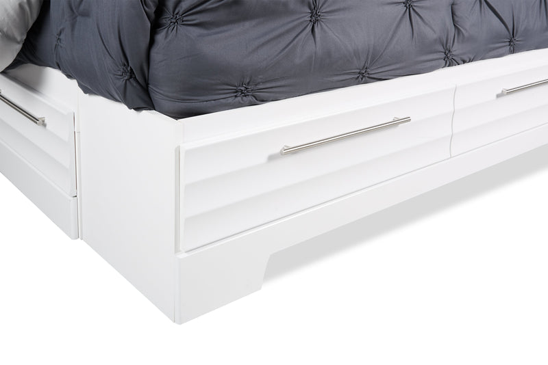 Olivia Platform Storage Bed with Headboard & Frame, Made in Canada, White - Queen Size