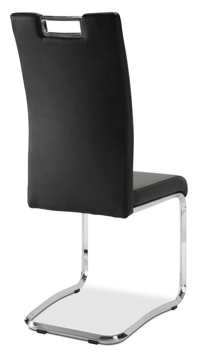 Tuxedo Dining Chair with Vegan-Leather Fabric, Metal - Black