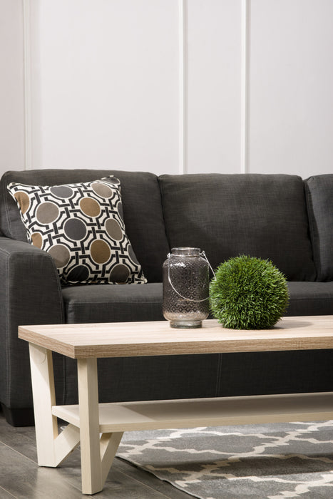 Arika 47.5\" Modern 3-Pack Coffee + 2 End Tables with Shelf - Ivory 