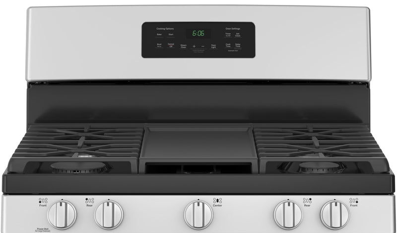 GE 5 Cu. Ft. Gas Range with Steam Clean and 5 Burners - Stainless Steel - JCGBS66SEKSS