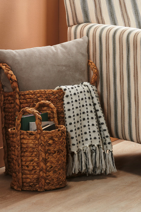 Textured Polyester Accent Pillow - Plush Pewter