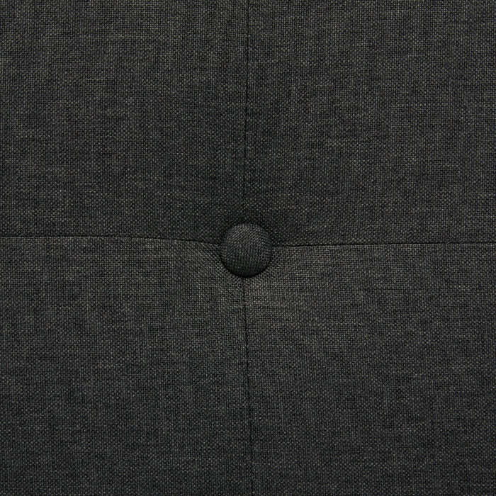Page Upholstered Bed in Charcoal Linen-Look Fabric, Button Tufted - King Size