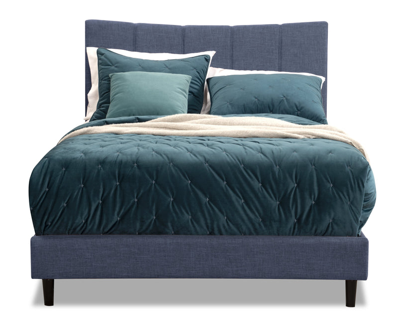 Paseo Upholstered Platform Bed in Navy Fabric - Full Size