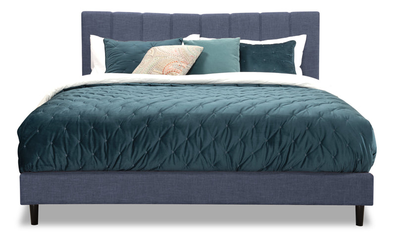 Paseo Upholstered Platform Bed in Navy Fabric - King Size