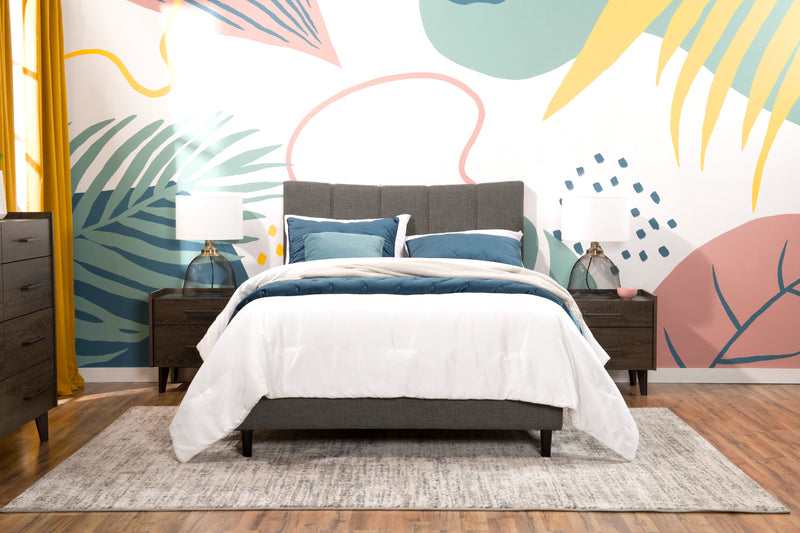 Paseo Upholstered Platform Bed in Grey Fabric - Full Size