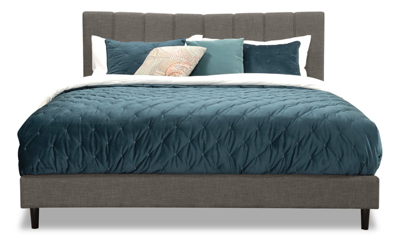 Paseo Upholstered Platform Bed in Grey Fabric - King Size