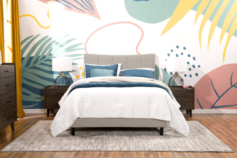 Paseo Upholstered Platform Bed in Taupe Fabric - Full Size