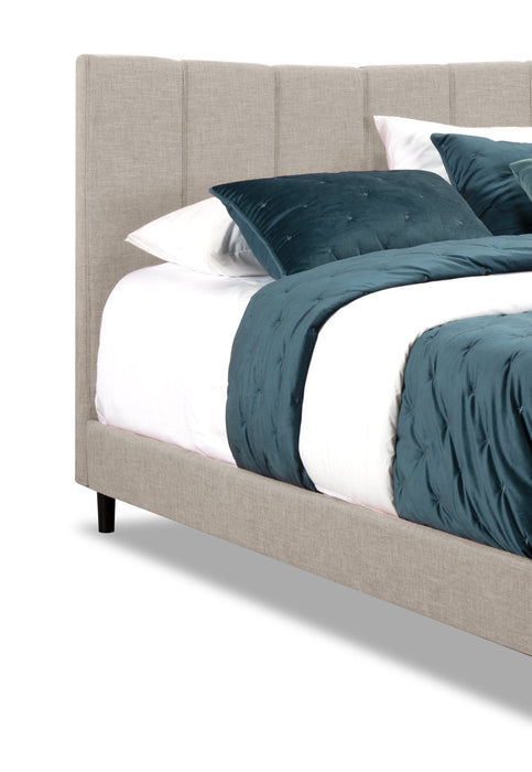 Paseo Upholstered Platform Bed in Taupe Fabric - Queen Size