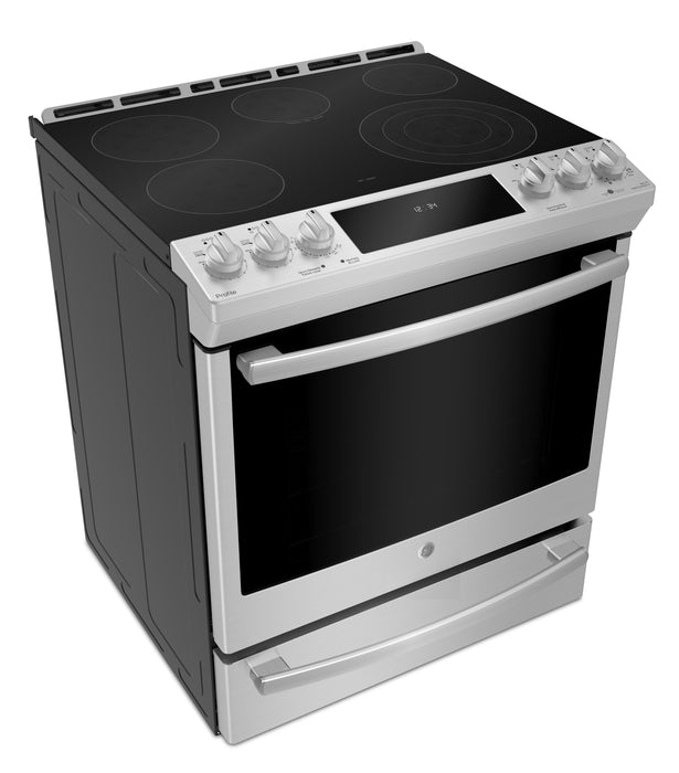 Profile 5.3 Cu. Ft. Slide-In Range with 450 Degree Baking Drawer and True European Convection - Stainless Steel Fingerprint Resistant - PCS940YMFS