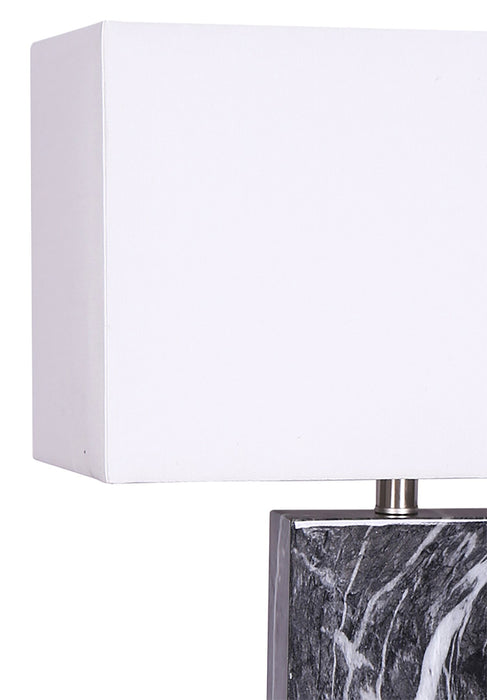 Pearl 24\" Black and White Marble 2-Piece Set, with Two Table Lamps and USB Charging