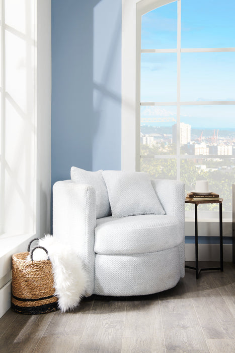 Made in Canada Petite 36\" Chenille Fabric Swivel Cuddler Accent Chair - Teddy Star Grey