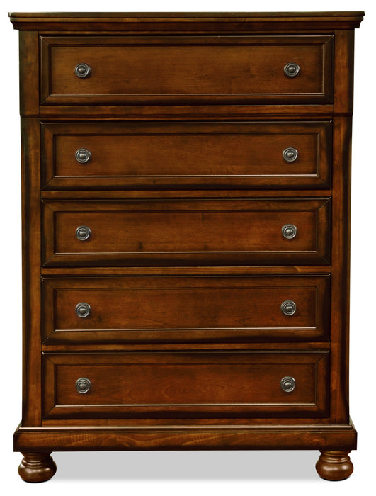 Chelsea Bedroom Chest of Drawers, 5-Drawer, 38\"W x 52\"H - Cherry Brown