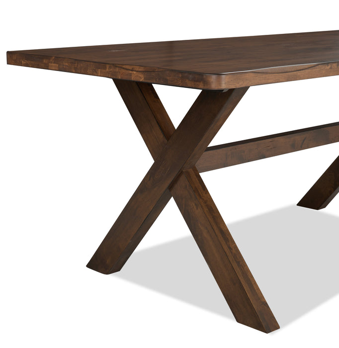 Plum Dining Table, Wood, Live-Edge Look, 70.75\"W- Nutmeg Brown