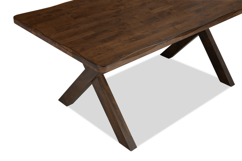 Plum Dining Table, Wood, Live-Edge Look, 70.75\"W- Nutmeg Brown
