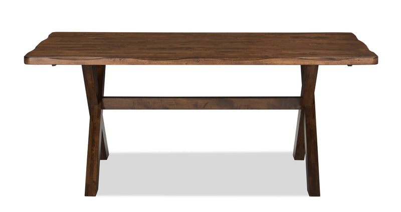 Plum Dining Table, Wood, Live-Edge Look, 70.75\"W- Nutmeg Brown