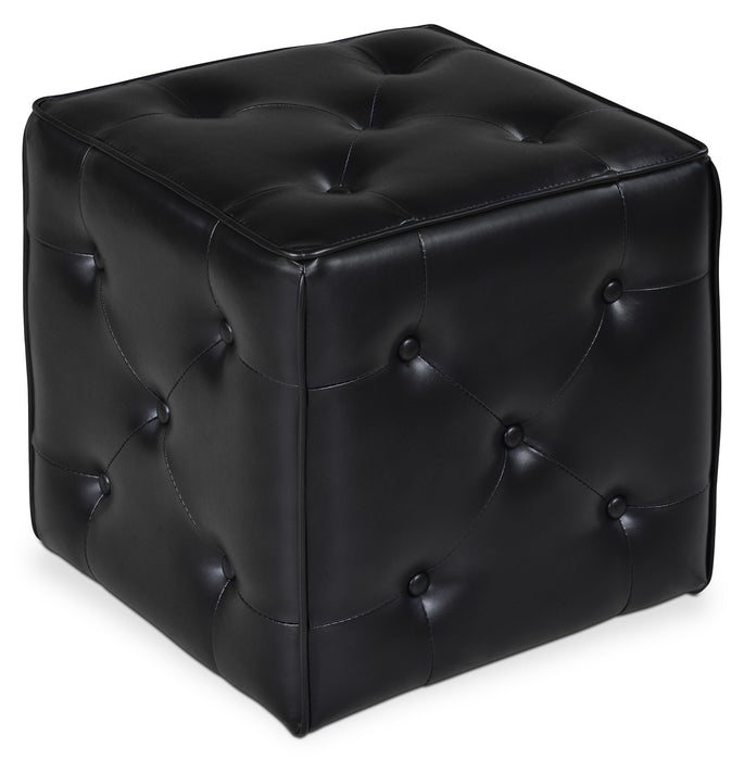 Talbott 17.5\" Cube Ottoman - Black Faux Leather
