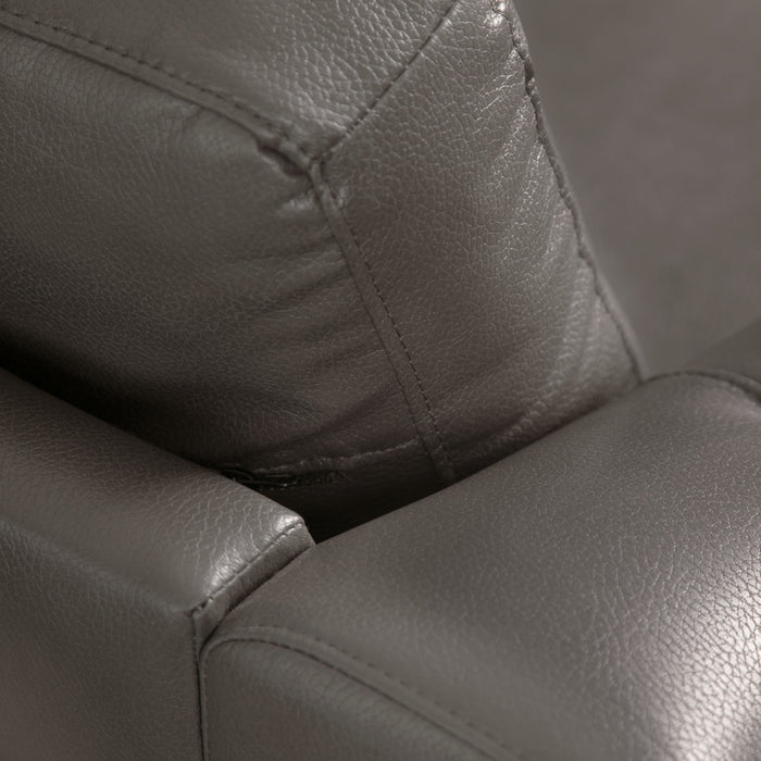 Andi 62\" Leather-Look Fabric Loveseat with Button Tufting - Grey