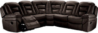 Leo 5-Piece Leather-Look Fabric Reclining Sectional - Walnut Brown 