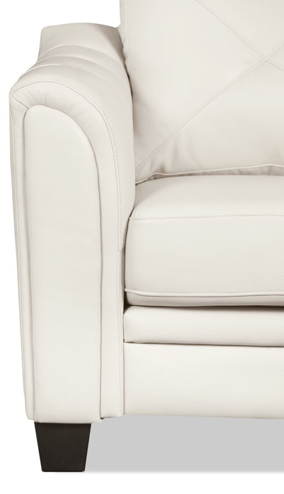 Andi 40\" Leather-Look Fabric Sofa with Button Tufting - Beige