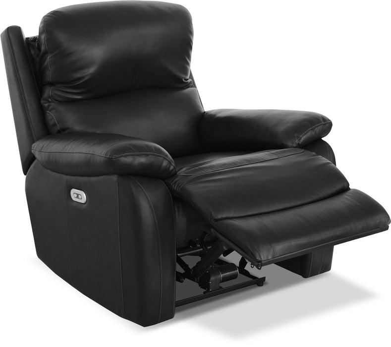 Grove 36\" Genuine Leather Power Reclining Chair with Adjustable Headrest - Black