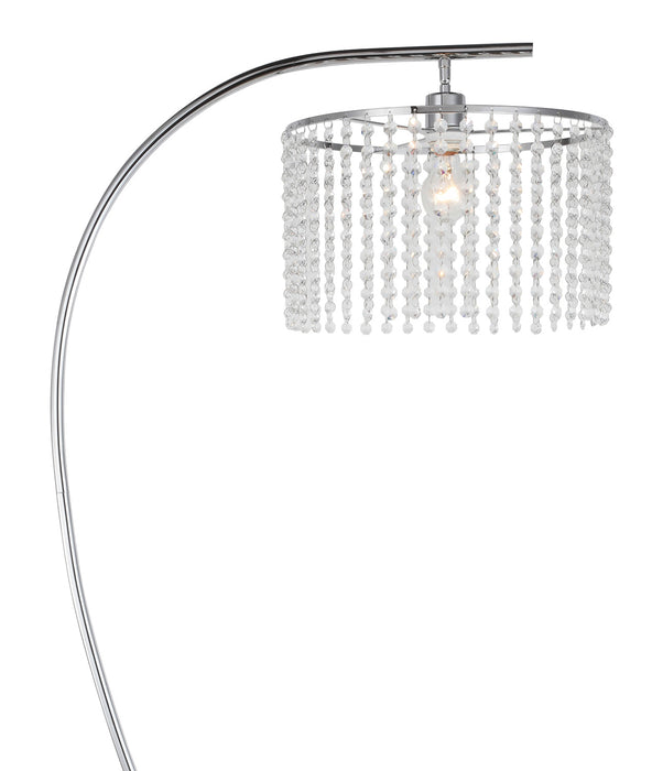 72\" Sparkle Glam Silver with Marble Base and Glass Crystal Shade Arc Floor Lamp