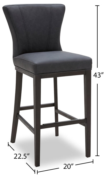 Quinn Barstool with Vegan Leather Fabric - Grey