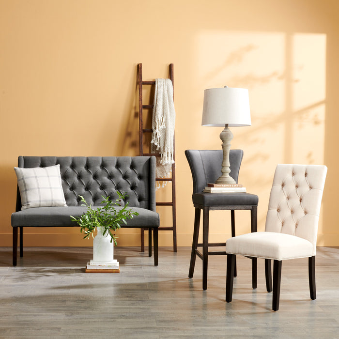 Quinn Counter-Height Stool with Vegan Leather Fabric - Grey