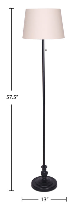 Quinn Traditional Black 3-Piece Set, Floor and Two Table Lamps